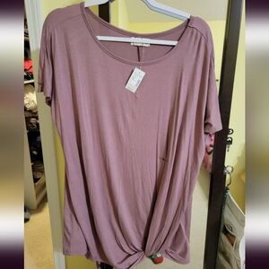 Maurices Plus Size 24/7 Flawless Black Knot Front vintage blus 0x